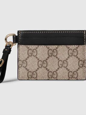 GG EMBLEM CARD CASE WITH STRAP